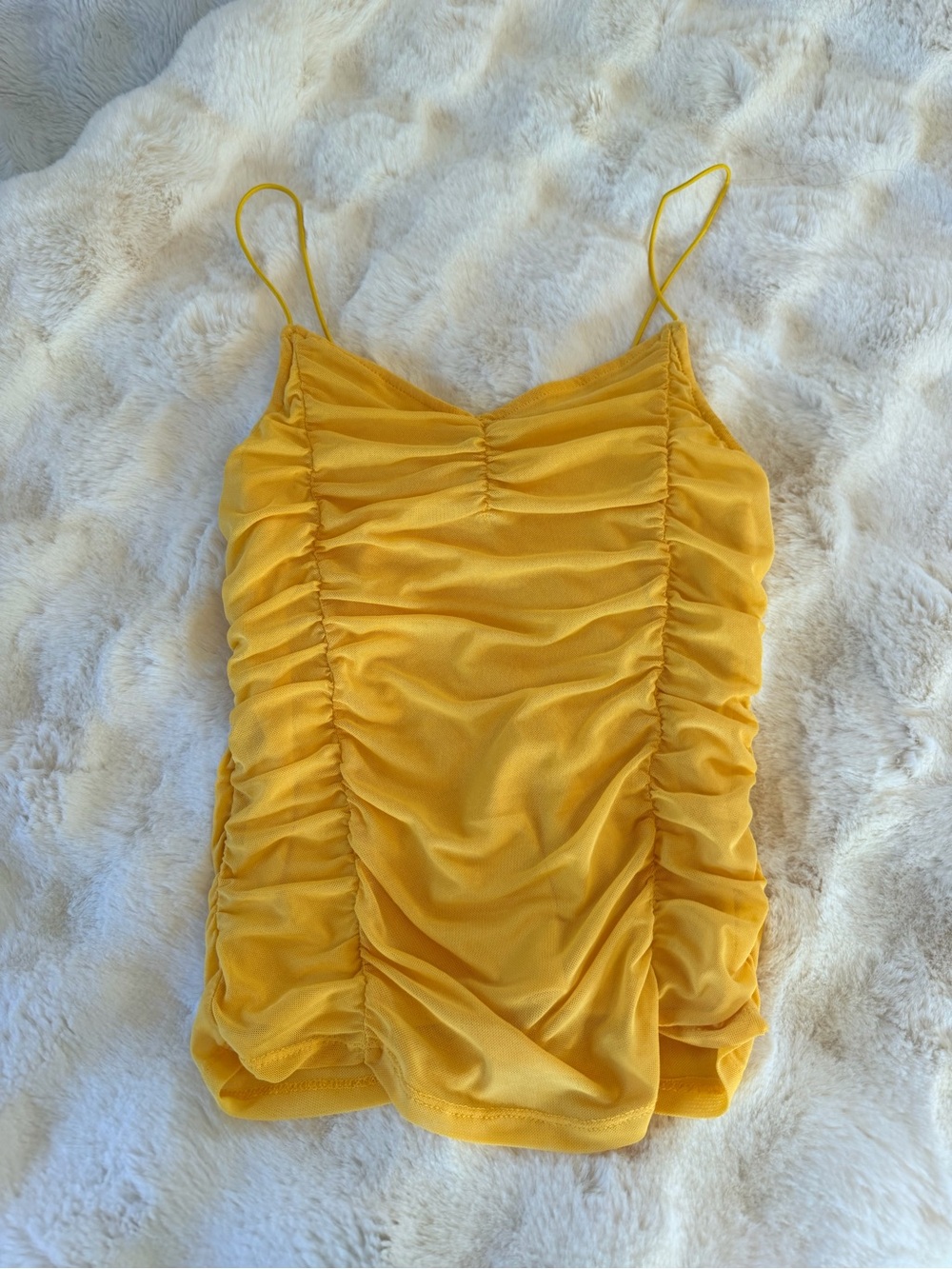 Y2K rue 21 Yellow Ruched Spaghetti Strap Camisole
